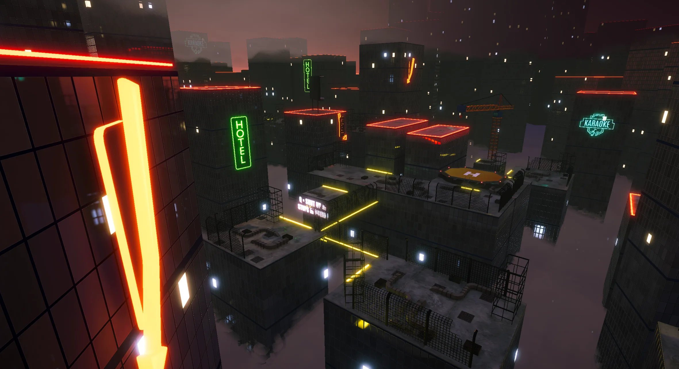 No Rush cyberpunk rooftop level